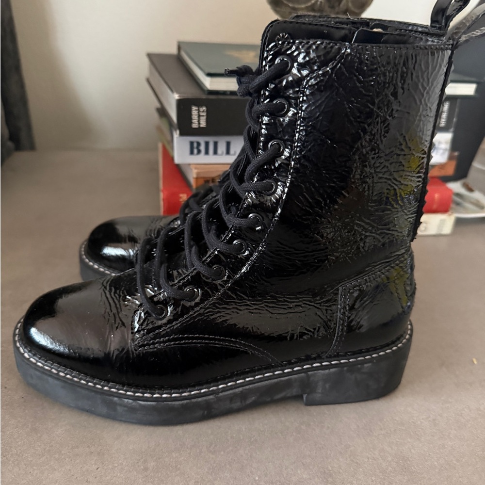 SCHUTZ Black Patent Leather Women's Combat Boots Size 8